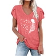thumbnail image 2 of zanvin Hauts pour Femmes, Mode d'Été T-shirt Blouse Décontractée à Col en V à Manches Courtes Imprimée pour Femmes, 2 of 4