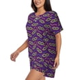 thumbnail image 3 of Womens Pajama Sets With Pocket, Carnival Masks and Beads Lounge Sets Short Sleeve Sleepwear PJ Sets for Women, 3 of 6
