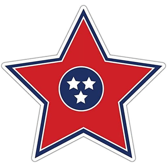 Tennessee State Flag Star Shaped 3M Vinyl Decal Bumper Sticker 5x5 inches (Pack of 10)