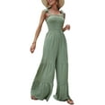 thumbnail image 3 of SAYOO Mono de Pierna Ancha de Verano para Mujer, Mameluco con Cuello de Barco de Color Sólido Sin Mangas con Lazo SAYOO Moda, 3 of 8