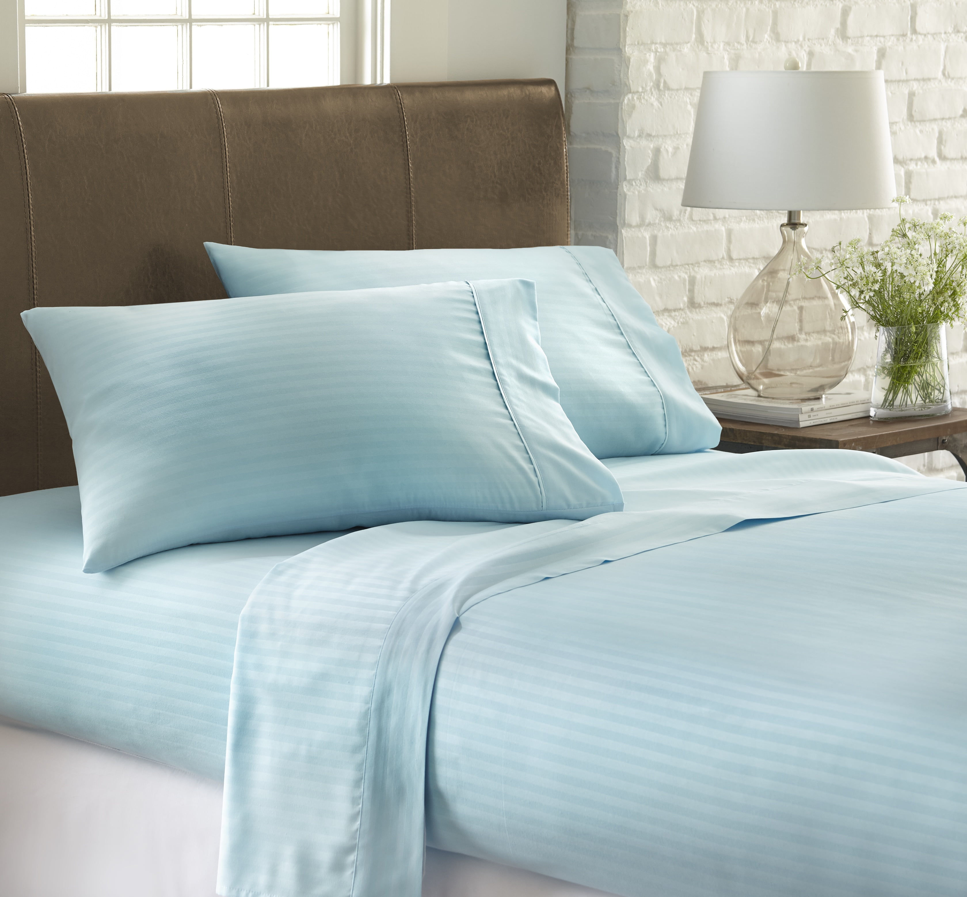 Simply Soft 4 PieceEmbossed Striped - Full - Aqua