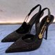 thumbnail image 1 of Zapatos de tacón de aguja con hebilla de lentejuelas y diamantes de imitación para mujer, calzado elegante con punta puntiaguda, moda de primavera y verano, 1 of 5