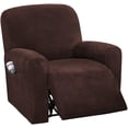 thumbnail image 1 of 4-Pieces Recliner Chair Covers Velvet Stretch Reclining Couch Covers for 1 Cushion Sofa Slipcovers Furniture Covers Form Fit Customized Style Thick Soft Washable(Small, Brown), 1 of 7