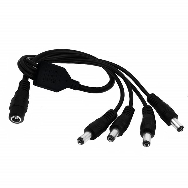 Cable divisor de alimentación de CC, 1 hembra a 4 macho Cable divisor de alimentación de CC de la cámara, rama de cable divisor en Y de conector de CC para cámara de seguridad CCTV, tira de luz LED LingWen 9024715610157
