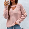 thumbnail image 6 of IROINNID Reduced Womens Sweater Keyhole Neck Pullover Sweater Solid Color Casual Mid-Length Long Sleeve Knit Sweater Coat, 6 of 7