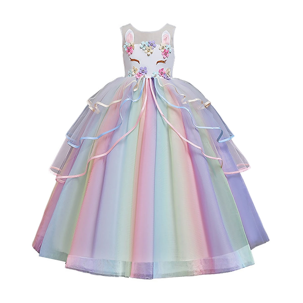 Unicorn Dress Up Princess Fancy Costume Birthday Party Flower Girls Dresses Gown 