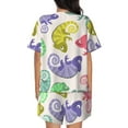 thumbnail image 3 of Picia Cute Chameleons Pajamas Sets for Women Soft Short-Sleeved Pjs with Lounge Shorts Two Piece Sleepwear-Small, 3 of 9
