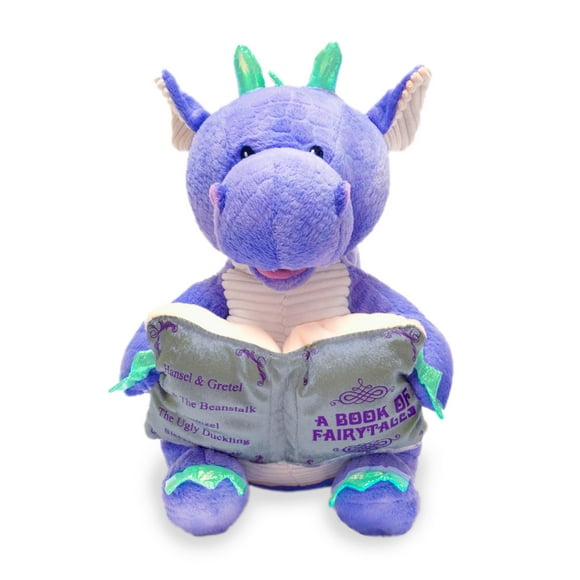 Cuddle Barn | Dalton The Storytelling Dragon with Light Up Book - Animated Stuffed Animal Plush Toy | Mouth Moves, Head Sways | Recites 5 Fairy-Tales