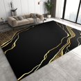 thumbnail image 1 of Black Gold Marble Texture Area Rug, Retro Abstract Luxury Classic Interior Rug, Bedroom Rug Decoration Machine Washable Non-slip Suitable For Living Room Dining Room Office Area Kids Room(4x6ft）, 1 of 7