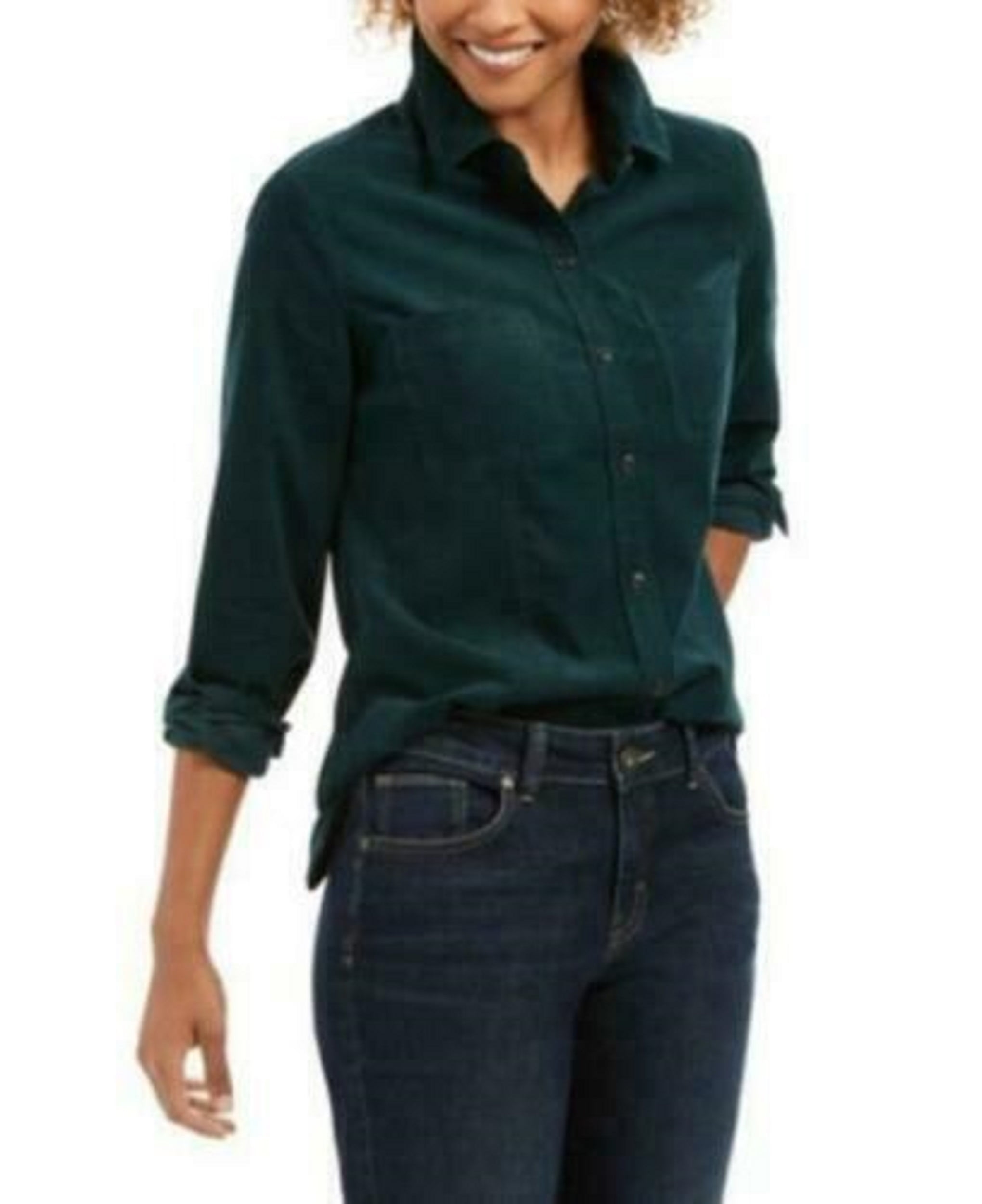 Solid Corduroy Shirt Dark Green 