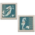thumbnail image 2 of Gango Home Decor Coastal Distressed Beach Decor | Teal, Brown & Cream Mermaid & Seahorse Nautical; Two 12x12in Art Prints in Distressed White Frames, 2 of 6