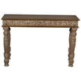 thumbnail image 2 of Mid Century Modern Solid Wood Carved Distressed Console | Farmhouse Coastal Entry Hallway Table | Transitional Sofa Table | Rustic White, 2 of 8