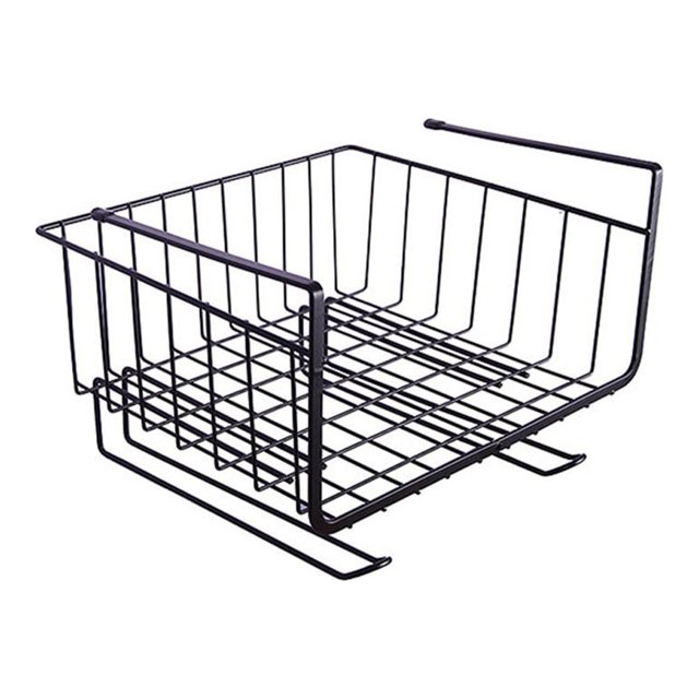 Estante debajo del estante, estante de almacenamiento de metal multifunción de cocina grande, organizador de una sola capa (negro)