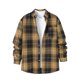 thumbnail image 1 of Blusa y camisa de manga larga con cuello vuelto para hombre, estilo informal, a cuadros, con bolsillos y botones, de licra, 1 of 8