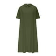 thumbnail image 4 of Hot Days, Bold Styles SMihono Linen Dresses for Women 2025 Casual Summer Cotton Linen Babydoll Dress Short Sleeve Tshirt Sundress Boho Beach Wear Green S, 4 of 6