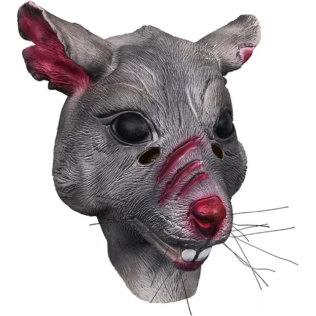 Máscara de cabeza de ratón para fiesta de tres perros, máscara de rata con cicatriz de Animal, máscara de látex para Cosplay de Halloween