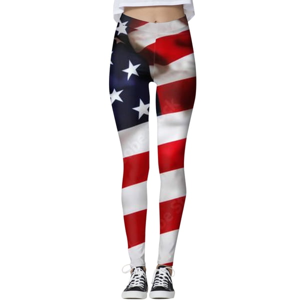 Gibobby Leggings deportivos mujer para yoga Leggings deportivos estampados del 4 de julio para mujer Pantalones de yoga(Azul,G)