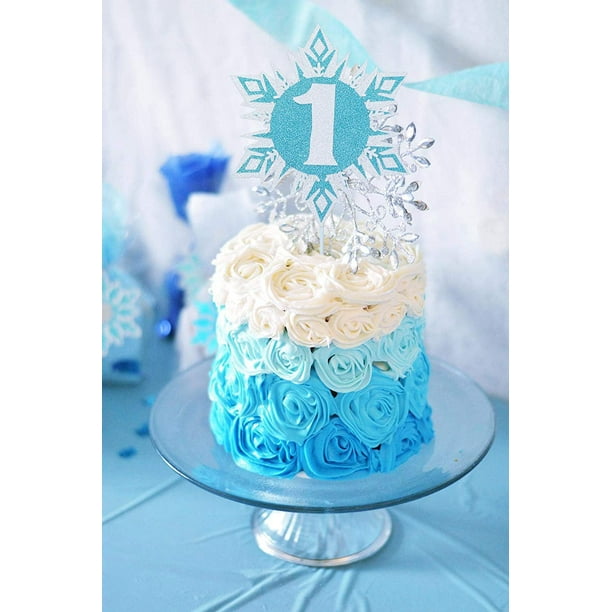 Frozen Happy Birthday Cake Topper Snowflake Cake Decorations for Girl's 1st  2nd 3rd 4th 5th Birthday Party Supplies Winter Wonderland Ice Princess  Party Decorations 