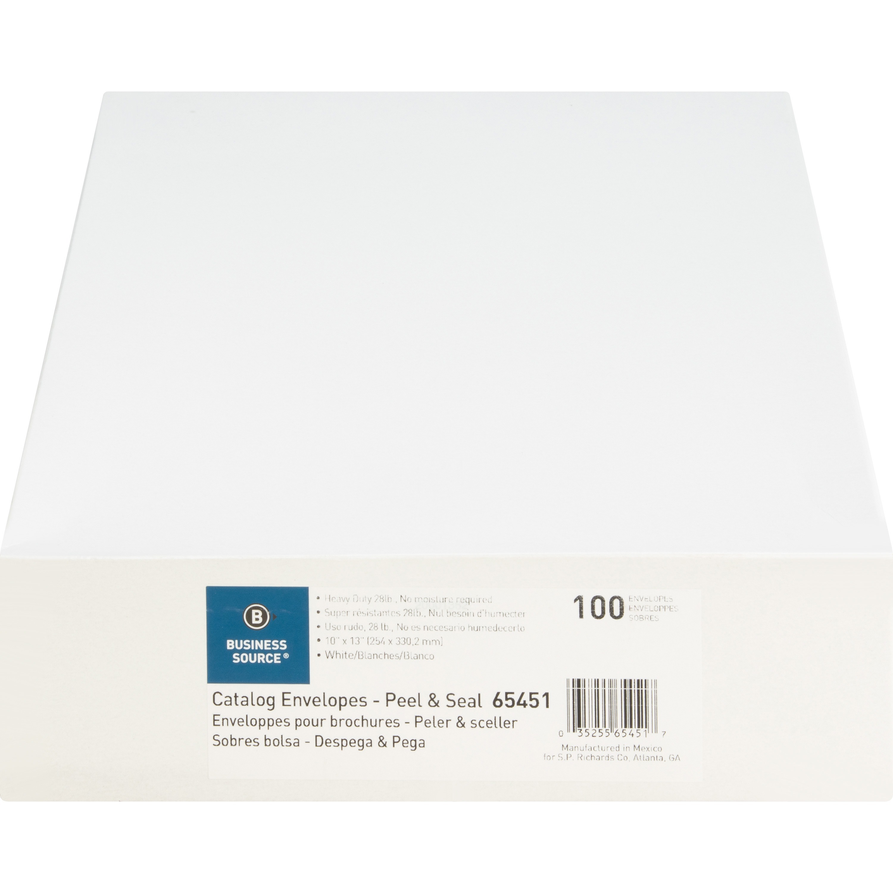 Business Source, BSN65451, Self Sealing Catalog Envelopes, 100 / Box, White