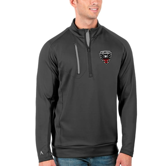 Men's Antigua Silver D.C. United Generation Quarter-Zip Pullover Jacket