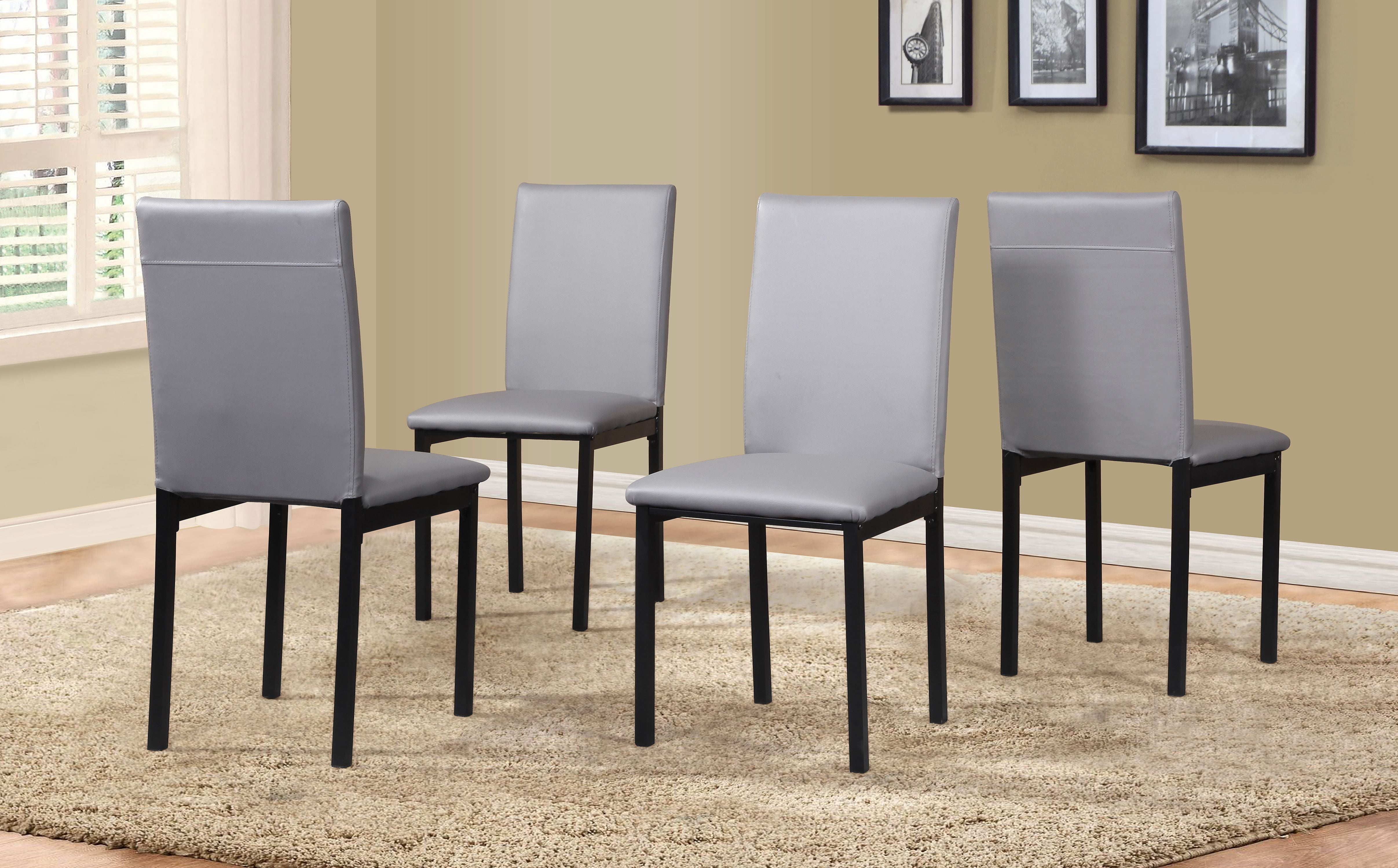 Photo 1 of *** ONLY THE METAL PART NO CUSHION INCLUDED *** Roundhill Noyes Faux Leather Seat Metal Frame Gray Dining Chairs , Set of 4