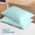 thumbnail image 4 of 600 Thread Count Egyptian Cotton 2-Piece Pillowcase Set with Envelope Closure, Euro Size (Non-Standard) (26" x 26") Aqua Blue Solid, 4 of 4