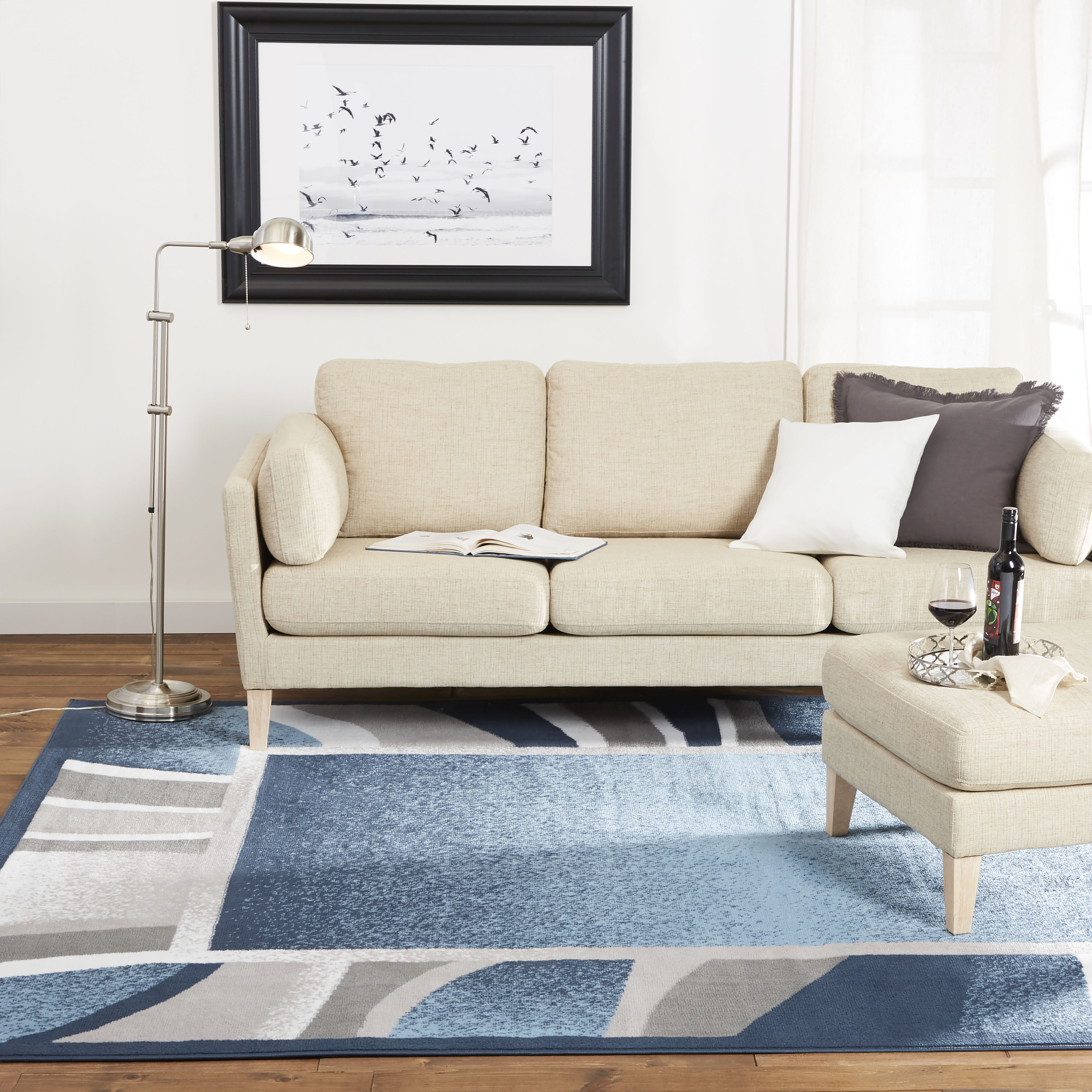 Home Dynamix Premium Rizzy Contemporary Abstract Border Area Rug, Blue/Grey, 3'7"x5'2" - image 2 of 6