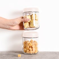 2-Piece Thick Glass Jars with Leak-Proof Lids | 280ml Wide Mouth Containers for Overnight Oats, Snacks, Salad Dressing & Meal Prep | Stackable, Dishwasher-Safe & Removable Seal