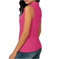 thumbnail image 7 of VBVC Women's Textured Zip Up Button Pocket Shirt,Ladies Collared V-Neck Sleeveless Blouse,Breathable Summer Office Daily Wear Tops For Women,Hot Pink,S-2XL, 7 of 7