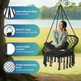 thumbnail image 2 of Macrame Hanging Swing Chairs, Swing Hammock Chair with Cushion and Hardware Kit, Handmade Knitted Hanging Chair for Patio & Bedroom, 2 of 8