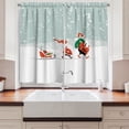 thumbnail image 2 of Ambesonne Christmas Kitchen Curtains, Santa Walking on Snow, 55"x45", Almond Green Multicolor, 2 of 3