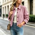 thumbnail image 6 of Wensltd Women Cropped Collar Button Front Long Sleeve Jacket Front Pockets Casual Outerwear Tops, 6 of 8