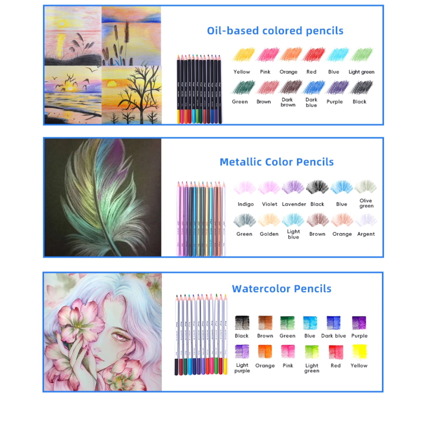 Drawing Pencils, 76 Pack Drawing Set Sketching Kit, Pro Art Supplies with 3-Color Sketchbook, Include Tutorial, Colored, Graphite, Charcoal, Watercolor&Metallic Pencil for Artist Adult Teens Beginner