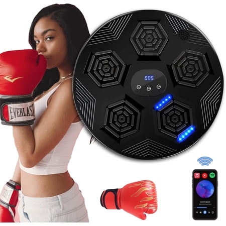 Annuodi Smart Music Boxing Machine Electronic Boxing Training Equipment With Bluetooth Connection And Boxing Gloves Wall Mounted Bluetooth Boxing Trainer For Indoor Boxing Training