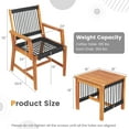 thumbnail image 3 of Costway Patio 3pcs  Acacia Wood Outdoor Furniture  Bistro Set All-Weather Rope Woven, 3 of 8