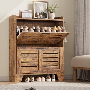 Armoire à Chaussures à Porte à Deux Couches en Panneau de Particules 1