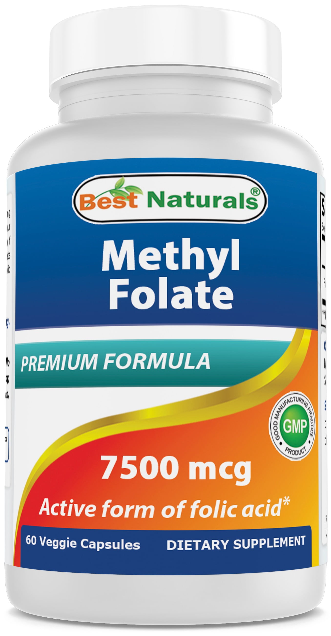 Best Naturals Methyl Folate 7500 mcg (7.5mg) (Most BioAvailable