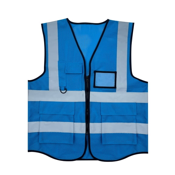 IROINNID Men's High Visibility Reflective Safety Vest Zip Up Mesh Workwear with ID Card Pocket D-Ring and Multiple Pockets for Construction Traffic