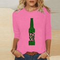 thumbnail image 2 of Pompotops T-Shirt d'Été Décontracté pour Femmes Imprimé Bière Col Rond Manches 3/4 Ample en Solde, 2 of 5