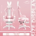 thumbnail image 3 of Luxvie Pink Gaming Chair with Footrest High Back Ergonomic Office Gamer Chair with Massage and Headrest Lumbar Support Swivel Computer Game Chair Cute Bunny Ears for Adults, 3 of 9