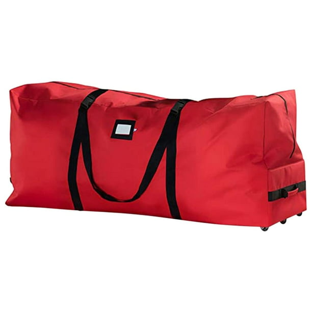 Bolsa de almacenamiento premium con ruedas para árboles de Navidad, resistente a desgarros, para árboles desmontados. rojo