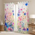 thumbnail image 3 of Feelyou Watercolor Plant Botanical Black Out Curtains, Pink Blue Flower Curtains Pack of 2 (42x63 Each), Teens Adult Girls Bedroom Curtains, Blackout Curtains Bedroom Decor, 3 of 7