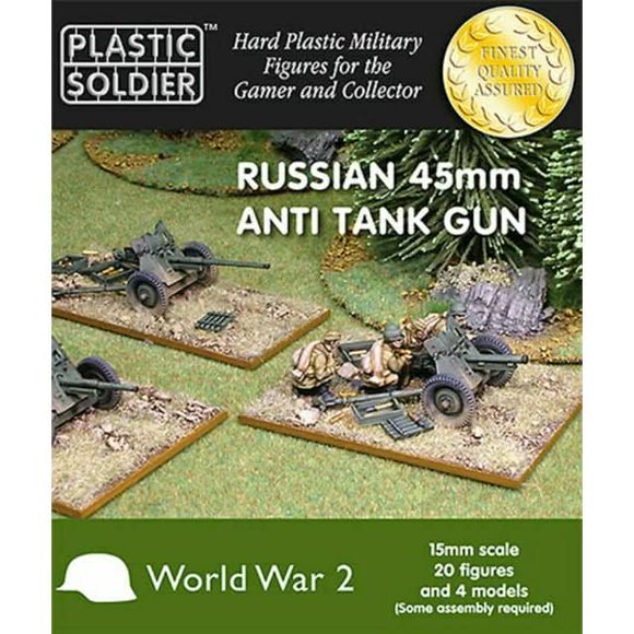 Plastic Soldier Company 15MM RUSSIAN 45MM ANTI TANK GUN - 20 pcs New