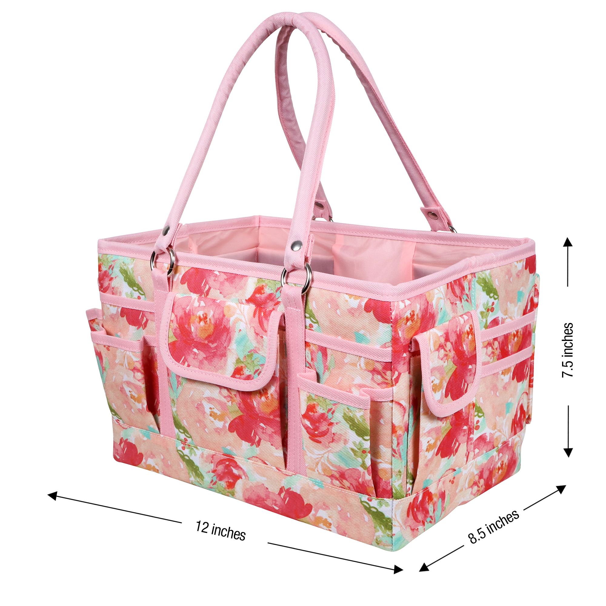 SINGER Sewing Storage Organizer Collapsible Tote Caddy, Craft Storage, Watercolor Floral Print, 1 Count - image 2 of 13