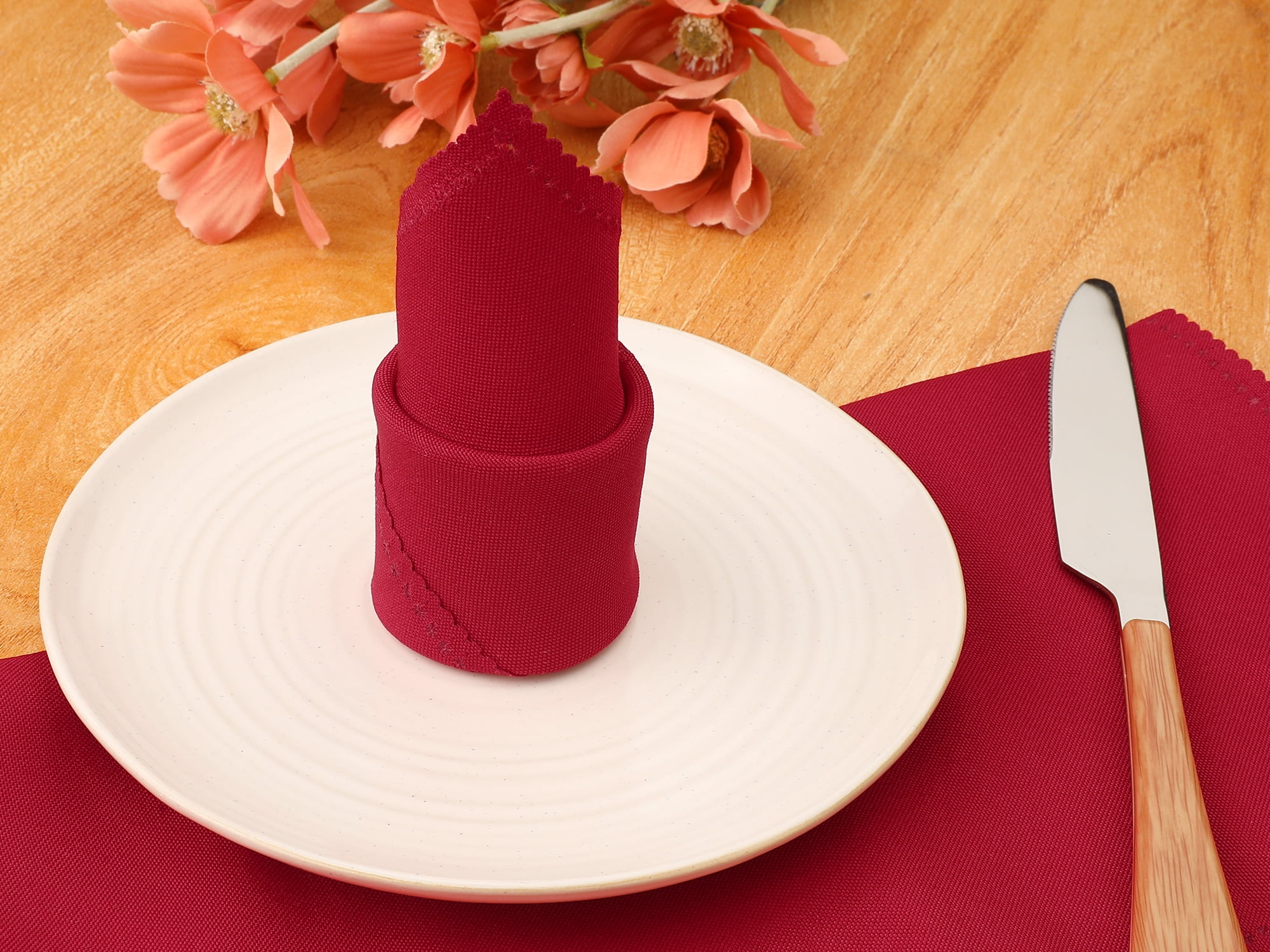 Unique Bargains 12 Pack Sateen Great Napkins for Party Wedding Restaurant Cocktail Banquet Red