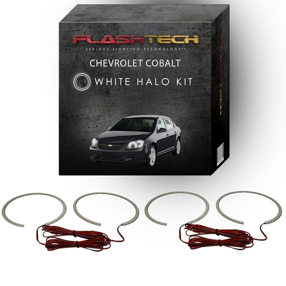 Flashtech White Angel Eye LED Headlight Halo kit for 2005-2010 Chevrolet Cobalt Headlights