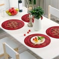 thumbnail image 6 of Happy Valentine's Day Red Rose Flower Round Place Mats Set of 6, Heat Stain Insulation Table Mats Non-Slip Grid Woven Placemats 15.4 Inch for Kitchen Dining Table Holiday, 6 of 7