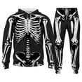 thumbnail image 4 of LIIPEE Men Hoodie Outfits Halloween Cartoon Skeleton Printed Long Sleeve Hooded Pullover Sweatshirt Pants Set Man Trendy Birthday Wedding Weekend Outfit,Black,L, 4 of 4