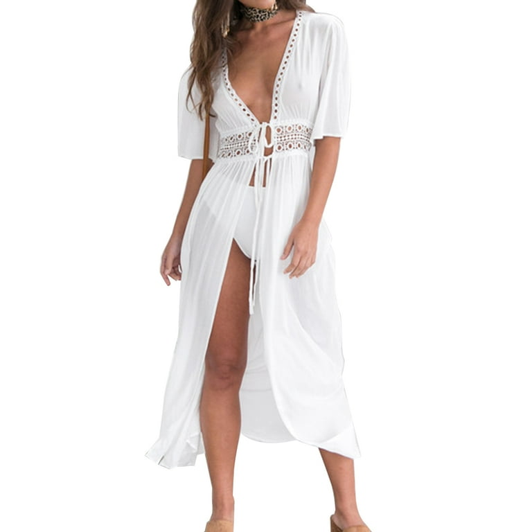  vbnergoie Womens Swimsuit Coverups Sexy V Neck Bathing Suit  Cover Ups Casual Loose Cover Casual Formal Dresses for Women White : Ropa,  Zapatos y Joyería