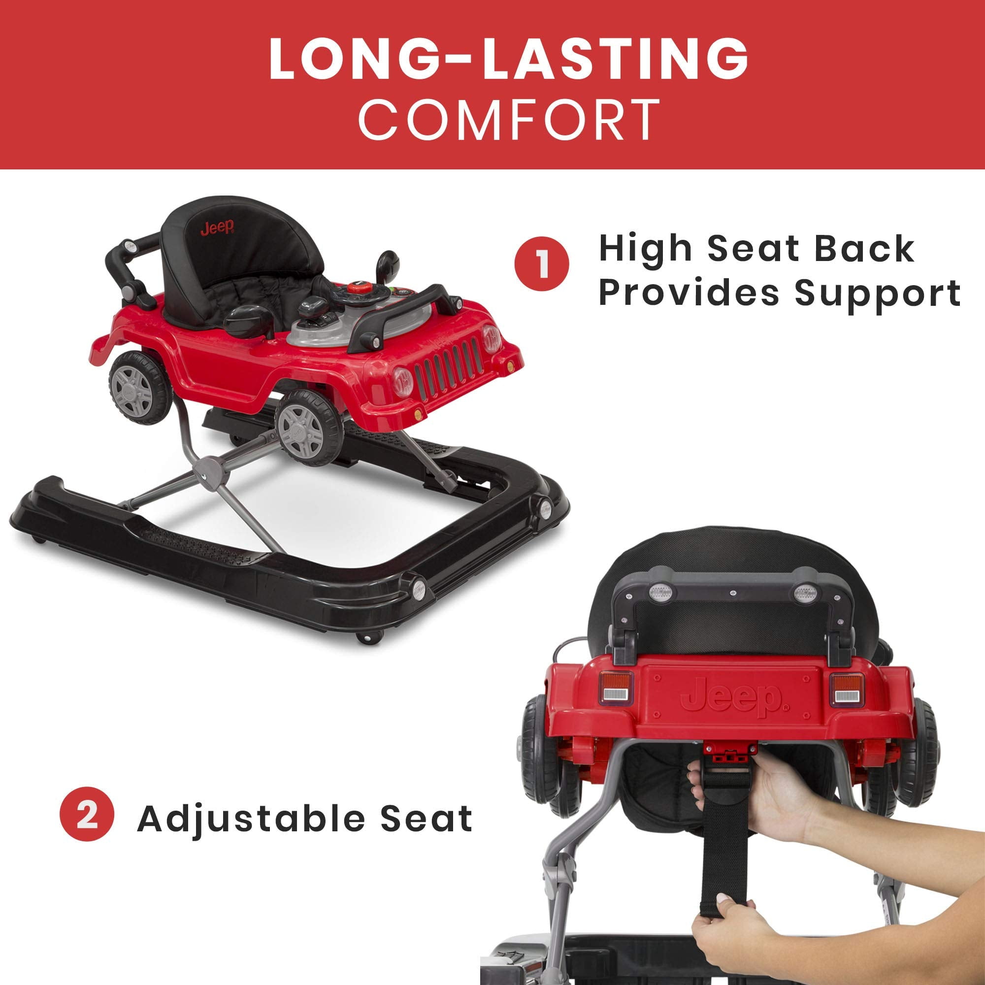 Jeep Classic Wrangler 3-in-1 Grow With Me Walker, Red